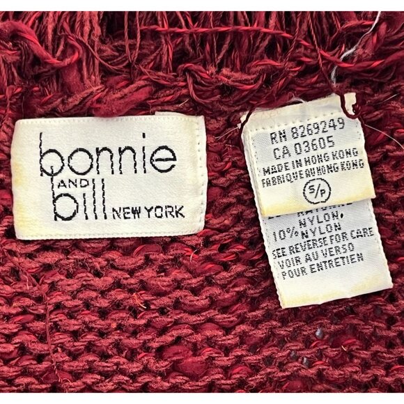 Bonnie and Bill New York Silk Blend Fringe Trim Sweater Women's Sz SP Petite Red - Picture 2 of 5